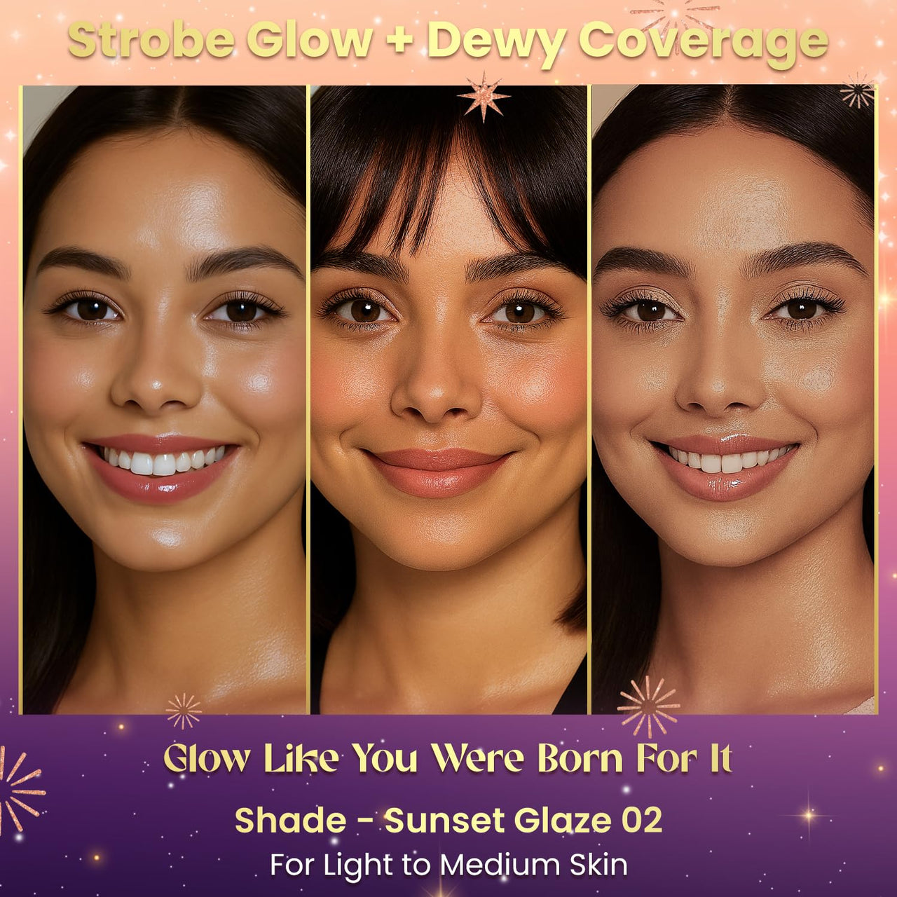 FACES CANADA Strobe CC Tint - Sunset Glaze 02, 27ml | 5-in-1 Serum + Moisturizer + Primer + BB/CC Cream + Strobe Cream | Lightweight | Radiant Dewy Glass Skin Glow | Niacinamide & Hyaluronic Acid | For Light to Medium Skin