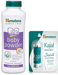 Himalaya Baby Powder (400g) & Himalaya Herbals Kajal, Black, 2.7g