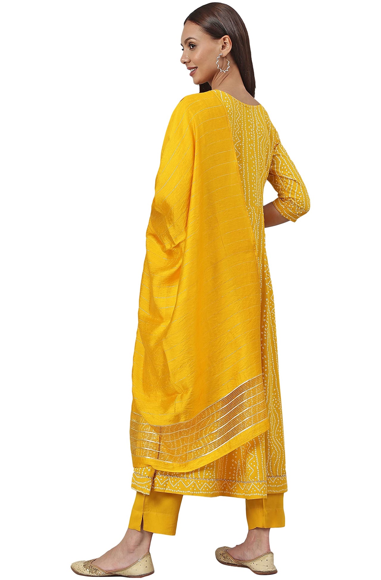 Janasya Women's  Cotton A-Line Kurta with Pant and Dupatta