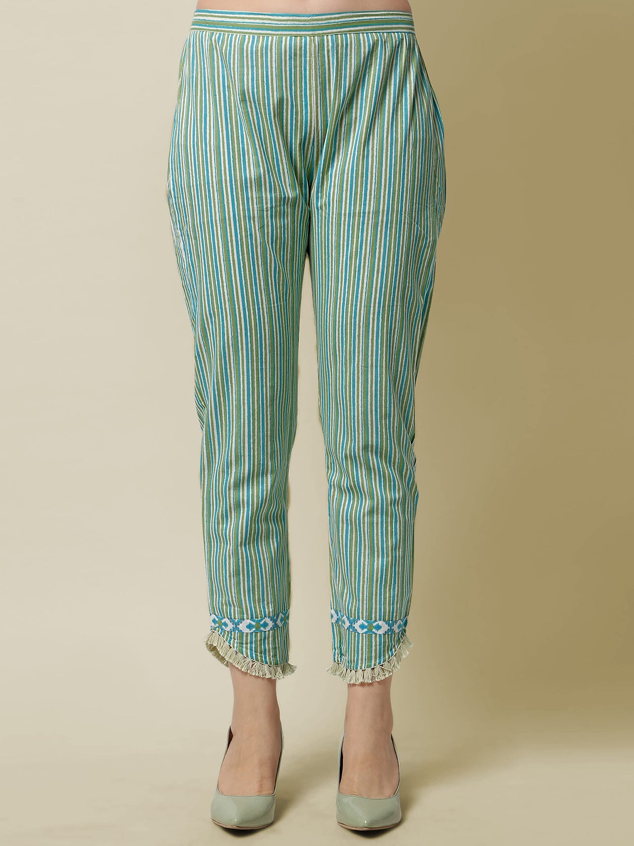 SOURBH Women's  Straight Fit Cotton Floral Printed and Embellished Kurta Set with Trouser Pant and Dupatta