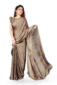 MIRCHI FASHION Women's  Stylish Chiffon Floral Printed Saree with Blouse Piece