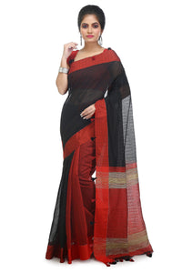BENGAL HANDLOOM Women's  Art Silk Cotton Stripe Saree With Blouse Piece
