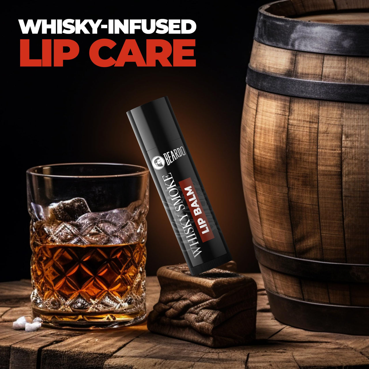 Beardo Whisky Smoke Lip Balm for Men, 4g| Moisturizes & Soothes Dry, Cracked & Chapped Lips | Enriched with Vitamin E, Shea Butter & Coffee | Non Glossy | Non Tinted Lip Balm for Dark Lips | Lip Balm for Men