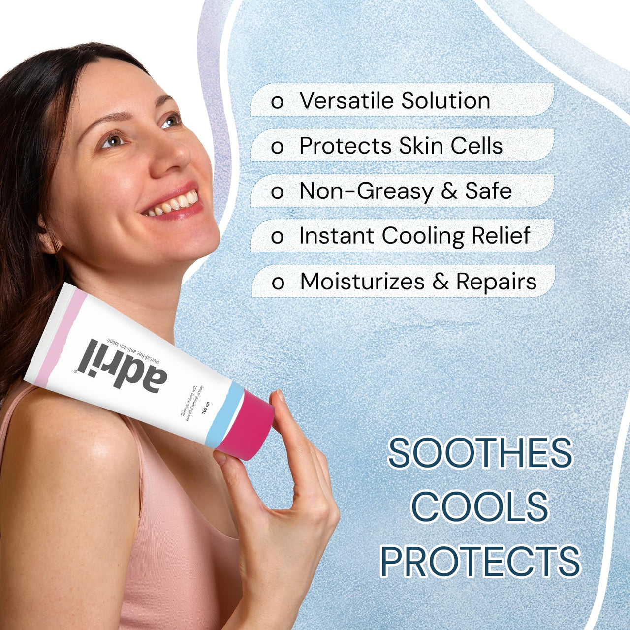 Adril Anti-Itch Lotion 100ml | Dermatologist Prescribed Lotion for Itchy Skin, Rashes, Pregnancy Itch | Natural Ingredients with Camphor, Menthol & Vitamin E | Hypoallergenic, Non-Greasy Lotion