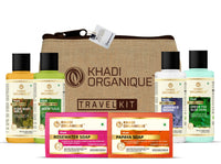 khadi Organique Grooming Travel Kit Men & Women (2 Soap X 50gm each, 1 Shampoo 30ml,1 Conditioner 30ml, 1 Moisturiser 30ml, 1 Face Wash 30ml) 6 pcs in Set (Travell Kit Pack of 1))
