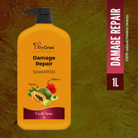 TryOnes Papaya & Hibiscus Damage Repair Shampoo 1000 ml | Hair Repairing Shampoo For Damaged, Dry & Frizzy Hair | For Women & Men