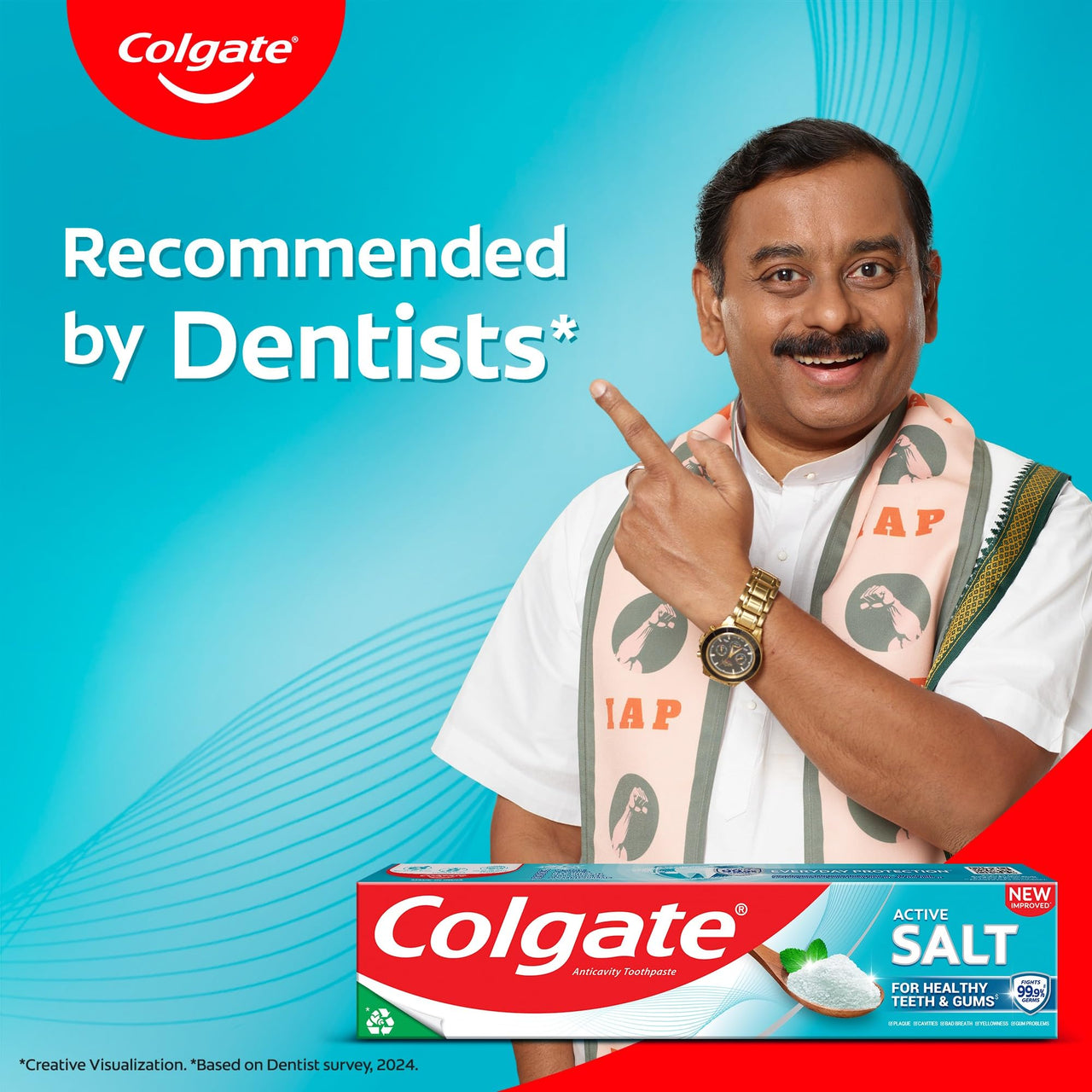Colgate Active Salt Toothpaste, Daily Germ Protection, Combo Pack of 200g+100g, Toothpaste with Salt and Mint, Healthy Gums & Teeth, Tooth paste that Fights Germs & Provides Fresh Breath