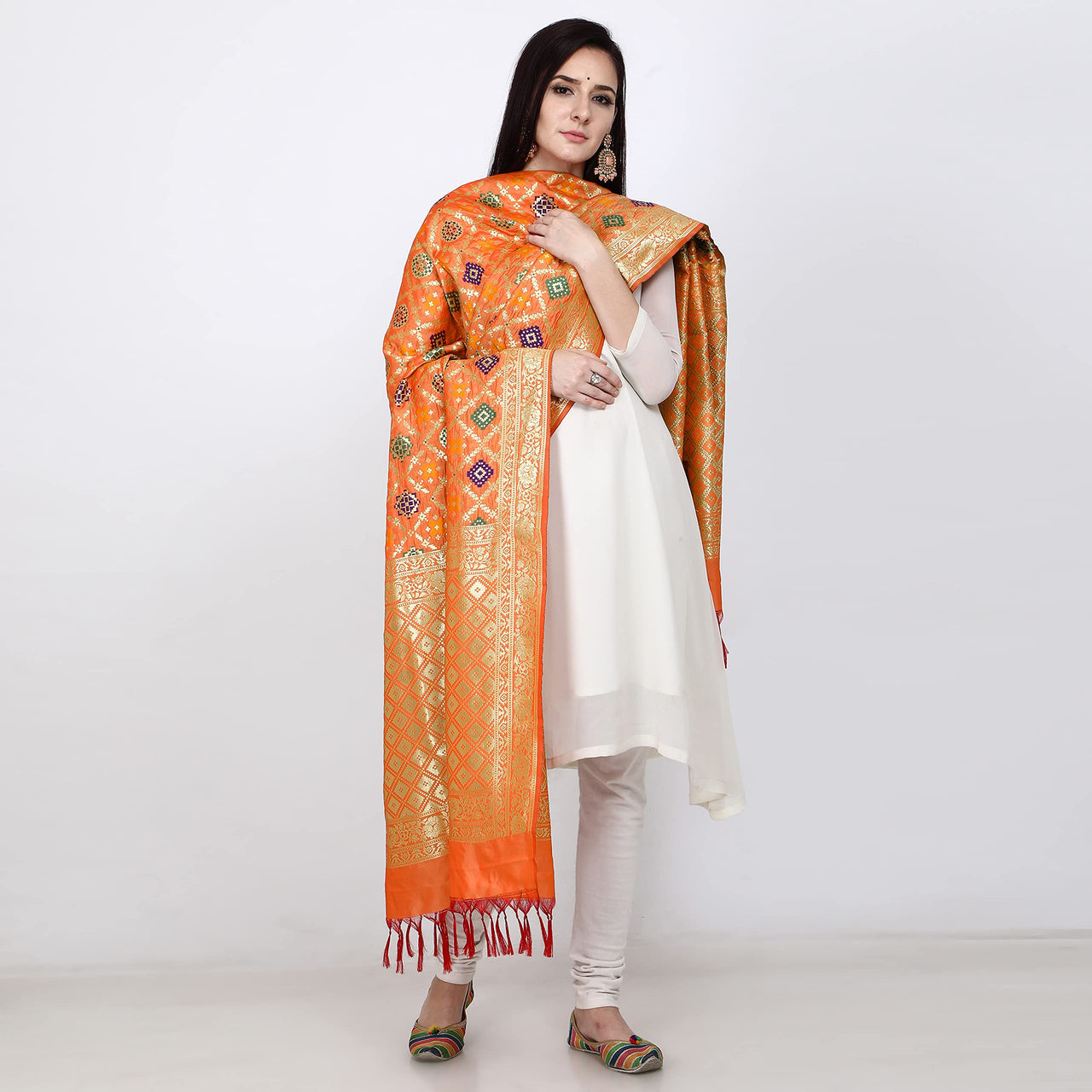 Kapaaha Women's  Woven Silk Blend Banarasi Zari Dupatta/Chunni, Width 45 Inch, Length 2.5 Meter