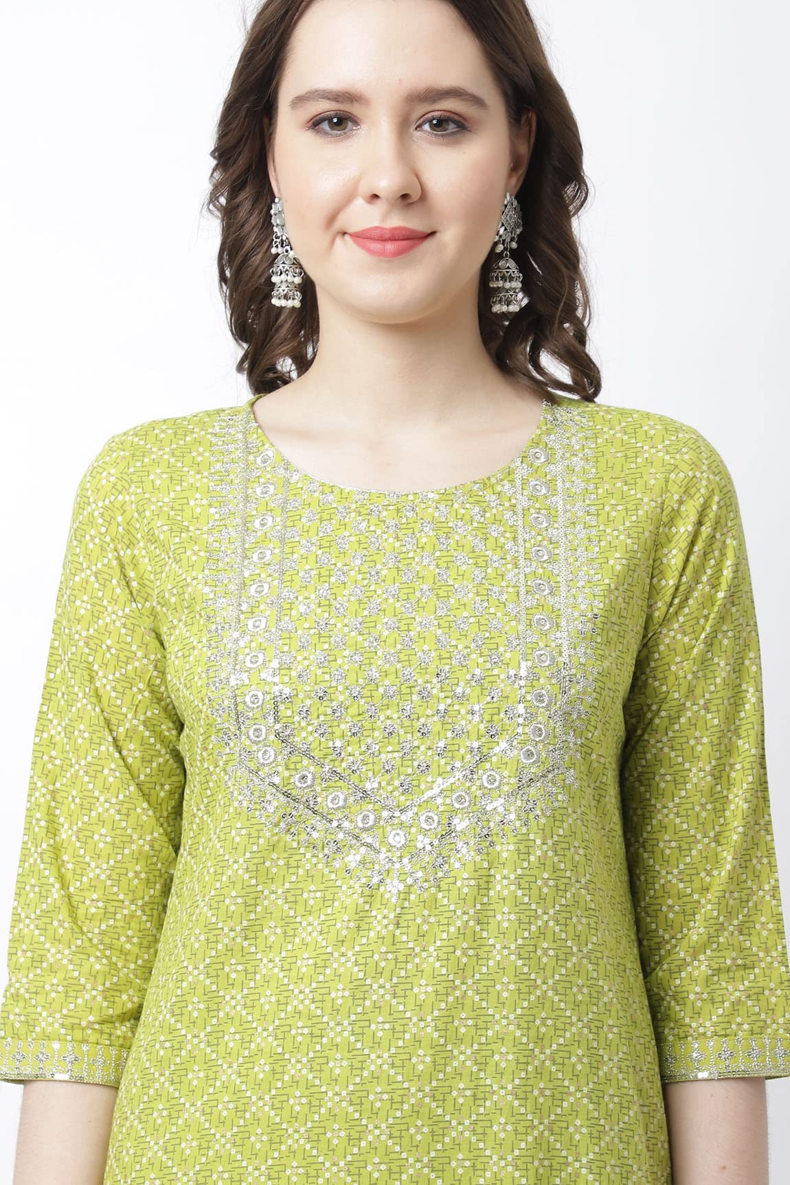 Rajnandini Women's  Pure Jaipur Printed Cotton Jaipuri Printed Kurta Set With Dupatta (JOPLVL281_Mehndi Green)