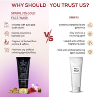 Ayouthveda Sparkling 100 ml Gold Face Wash With 24k Gold & Saffron | Face Wash for Glowing Skin Men and Women | Suitable for Normal & Dry Skin (Pack of 3;100ml each)