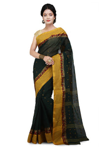WoodenTant Women's  Handloom Cotton Tant Saree with Buti Work without blouse piece