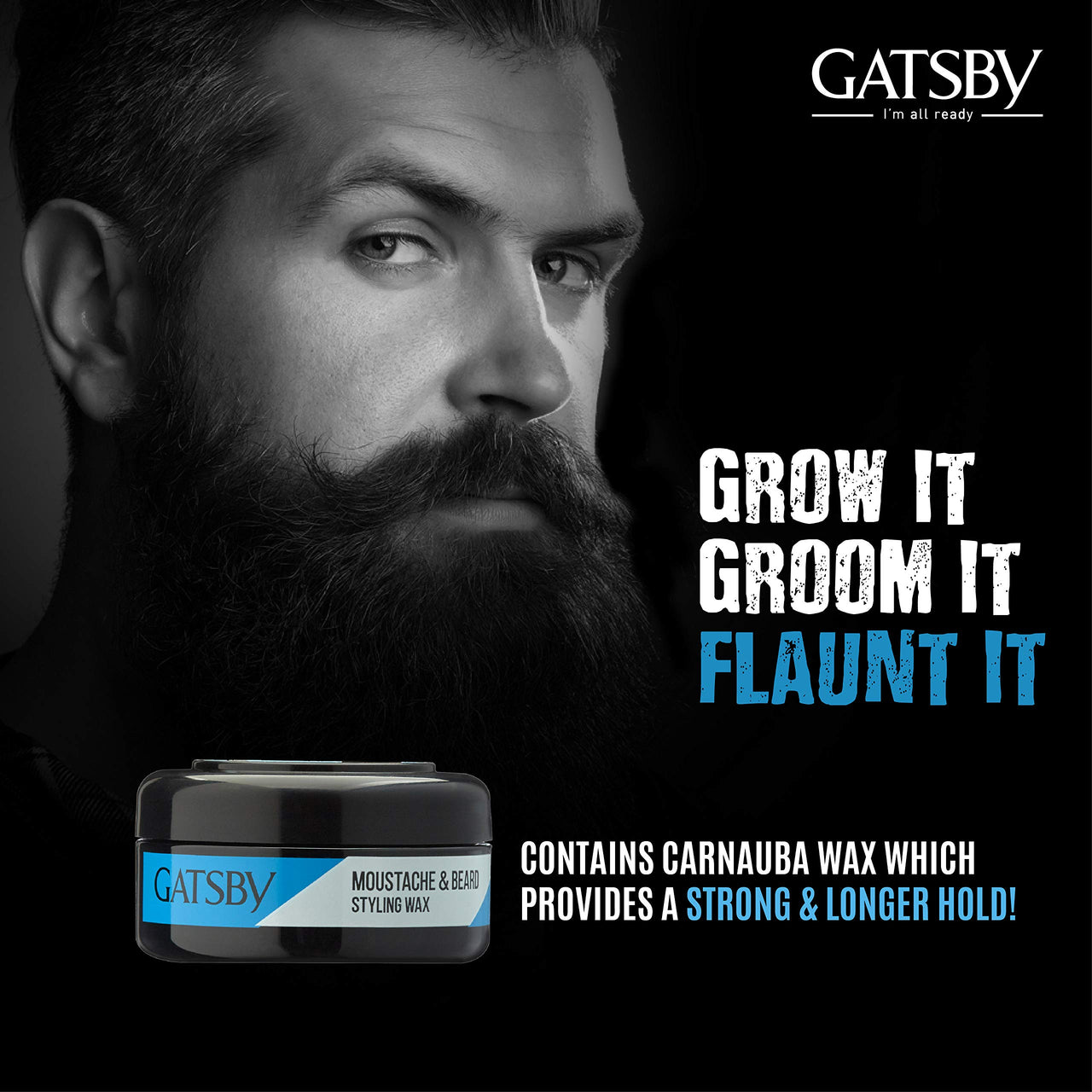 Gatsby Moustache & Beard Styling Wax - Strong Hold 25gm | Contains Natural Ingredients | Powered With Carnauba Wax For Day Long Hold | Non Sticky & Easy Wash Off | Strong Hold Beard Wax | Pack of 2