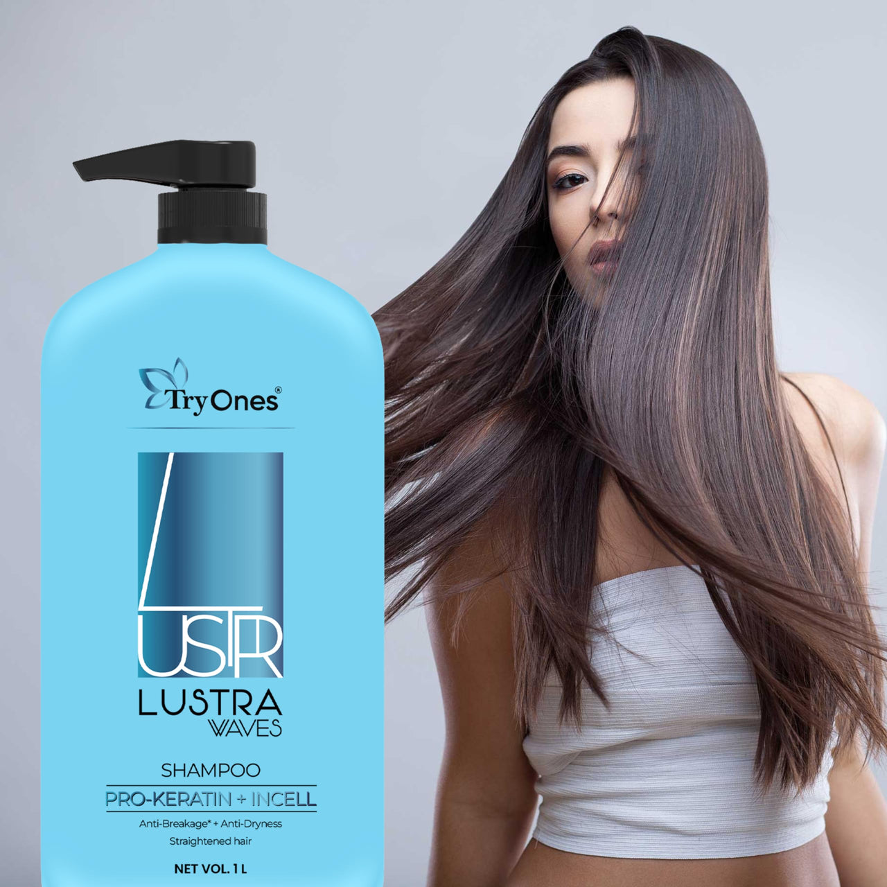 TryOnes Lustar Waves Care Shampoo For Straightened Hair, 1000ML |Shampoo for Starightened Hair|Shampoo with Pro Keratin & Incell Technology