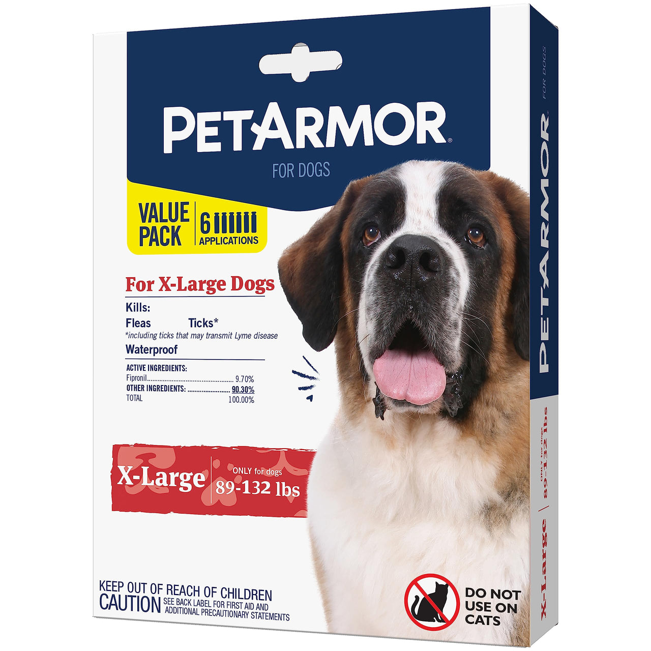 PetArmor for Dogs, Flea and Tick Treatment for Extra Large Dogs (89-132 Pounds), Includes 6 Month Supply of Topical Flea Treatments 6 Count 88-132 lbs