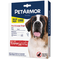 PetArmor for Dogs, Flea and Tick Treatment for Extra Large Dogs (89-132 Pounds), Includes 6 Month Supply of Topical Flea Treatments 6 Count 88-132 lbs