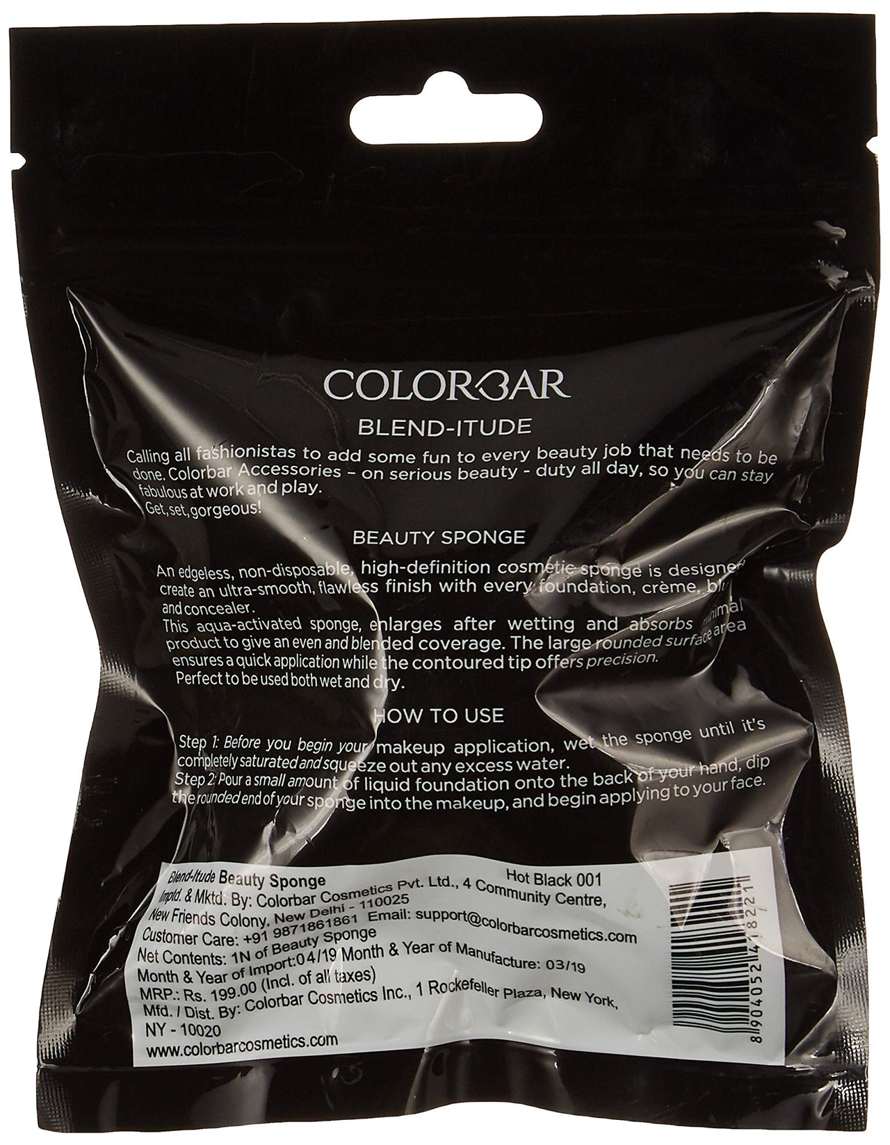 Colorbar Cheekillusion Blush - 009 Coral Craving & Blend-itude Makeup Sponge - HoT Black 001 Combo