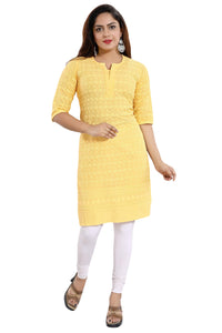 QUEEN SHIELD Women's  Formal & Casual Cotton Chikan-Kari Kurta (4444.)