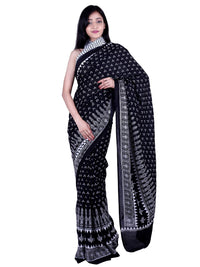 Kwatchi women & girls 100% pure cotton mulmul,Sanganeri Block Print, Traditional Ethnic Un stiched Blouse Piece (Black) Black