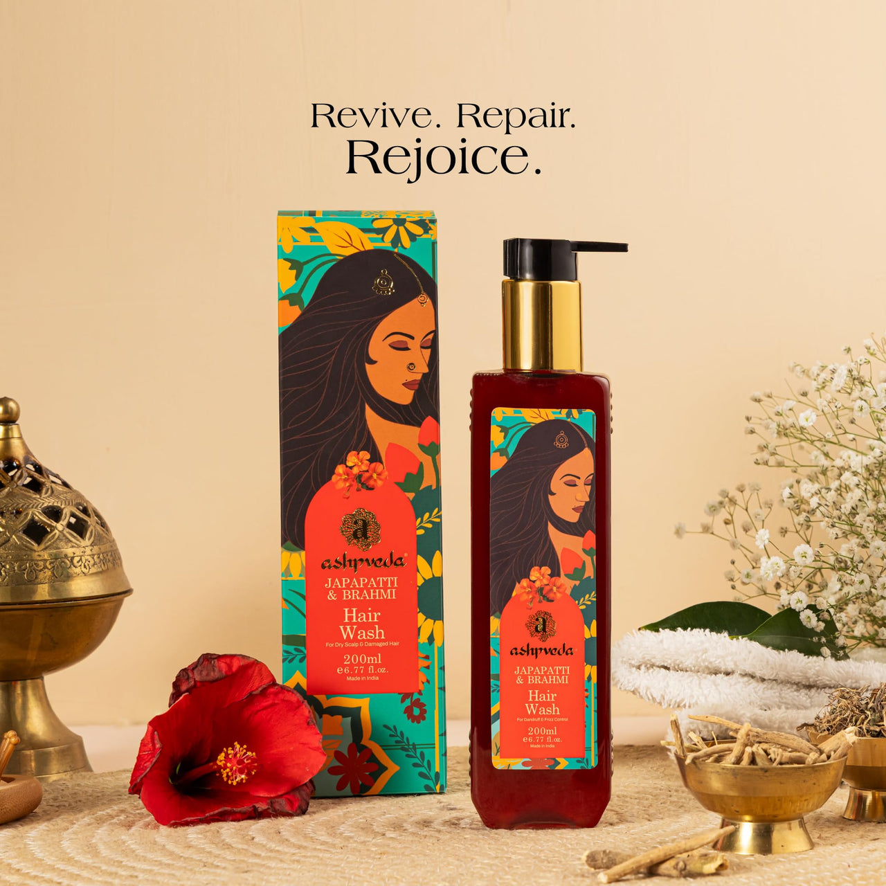 Ashpveda Japapatti & Brahmi Hair Wash for Dry Scalp & Damaged Hair Repair (100 ml)