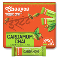 Chaayos Instant Assam Tea Powder Premix|Cardamom|Regular Sugar (14G * 36 Sachets)|Elaichi Chai|Cardamom Tea|1 Min Chai|Assam Tea|Masala Tea Premix,510 Gm