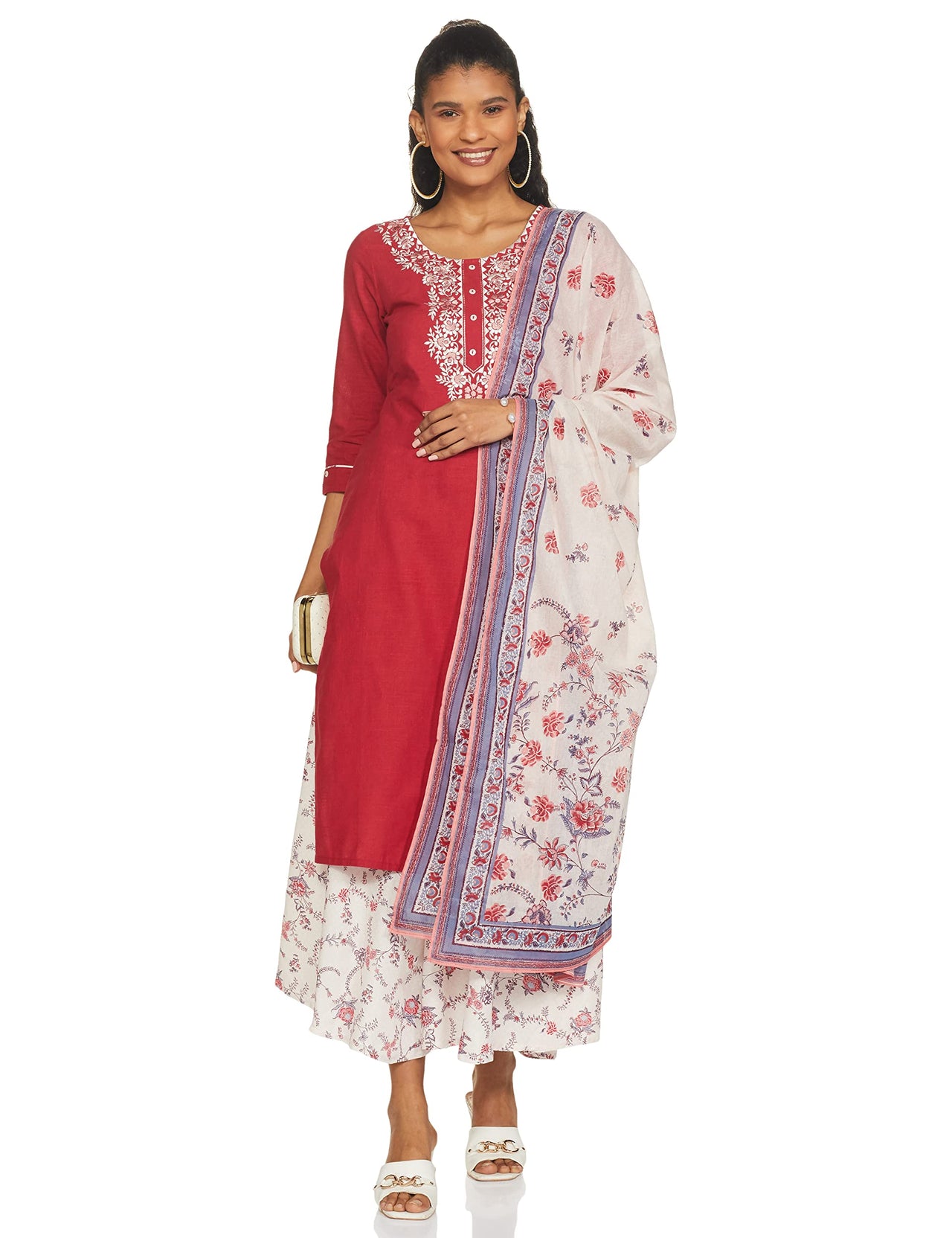 Aurelia Women Polyester Kurta & Palazzo With Dupatta Set