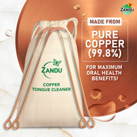 Zandu Copper Tongue Cleaner (Pack of 2) :An Anti-Microbial Tongue Cleaner for Managing Oral Health | Reduces Bad Breath & Supports Digestive Health | Comfortable & Flexible Handle | Easy & Safe to Use