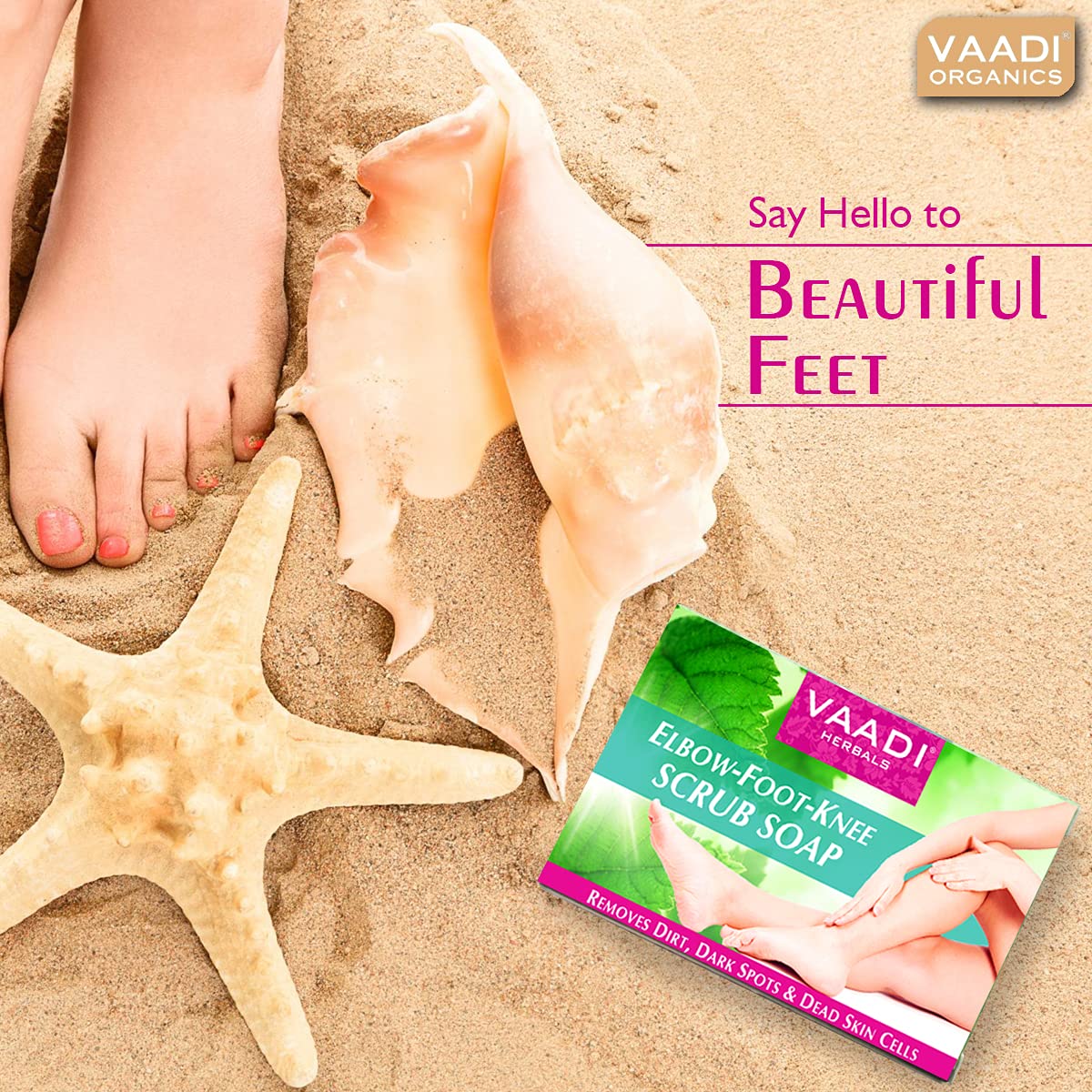 Vaadi Herbals Elbow Foot Knee Scrub Soap with Almond and Walnut Scrub, 75g (Pack of 4)