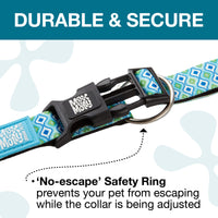 Max & Molly Soft Padded Neoprene Dog Collar w/Smart ID Gotcha! QR Pet Safety Tag, Durable, Waterproof, Anti-Stink, Machine Washable Collar for Dogs, Retro Blue Pattern, S