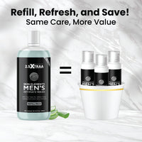 Skin Elements Men's Intimate Wash JUMBO Pack | with Refill | For 180 Days | 420 ml | pH Balanced Hygiene Foaming Wash | Prevents Bad Odor and Irritation| with Tea Tree Oil | Super Saver Pack |