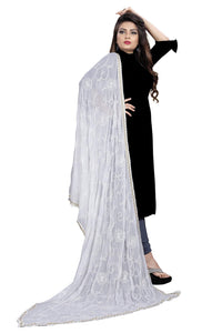 AKSHAR LLC Women's  Designer Pure Chiffon Dupatta with Pure Cotton Thread Embroidery Work