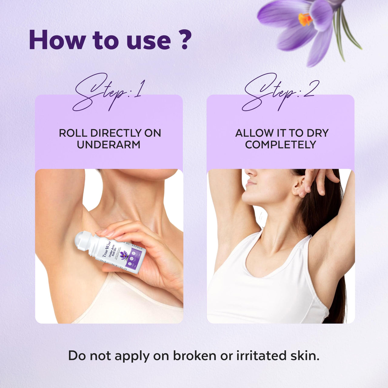 TrueWise® Underarm Roll On 50ml | 4% Aha Bha,2% Lactic Acid, 1% Mandelic Acid, 1% Salicylic Acid | Controls Odour & Reduces Pigmentation | 0% Aluminium & 0% Alcohol | Long Lasting Flora Fragrance (Pack Of 2)