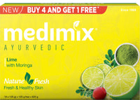 Medimix Ayurvedic Lime with Moringa Bathing Bar Soap 125g (Buy 4, Get 1 Extra Combo Pack) | Refreshed & Nourished Skin | Shop Herbal | Natural | Paraben-free & Sulphate-free | 100% Vegan