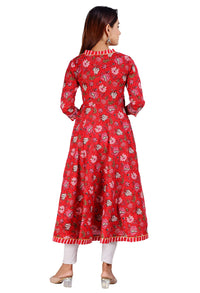 COTLAND Fashions Jaipuri Cotton Printed Angrakha/Angarkha/Front-Open Kurti for Women