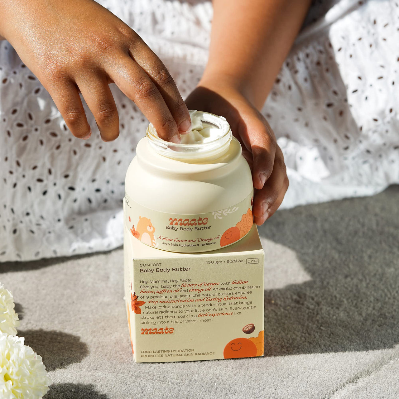 Maate Baby Body Butter (150 gm) | Enriched with Pure Kokum Butter, Shea Butter, Orange & Saffron Oil | Baby Cream For Face, Skin & Body | Baby Body Butter For Kids 0-12 years | Baby Moisturizer Cream