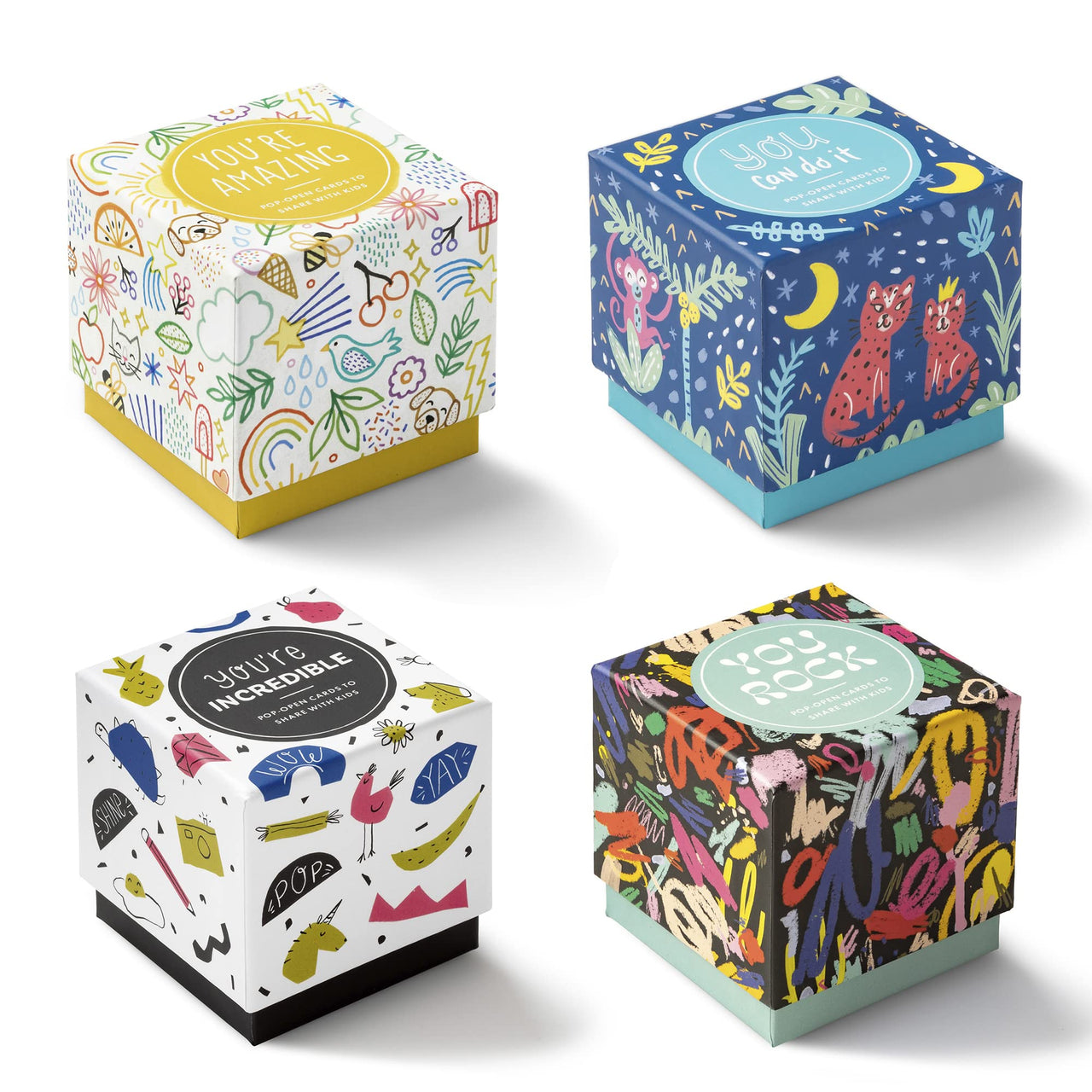 Compendium ThoughtFulls for Kids  4-Pack of You're Amazing, You Can Do It, You're Incredible, You Rock  120 Pop-Open Cards to Share with Kids, Each with an Inspiring Message Inside