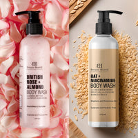 Botanic Hearth Oat Niacinamide and British Rose Almond Body Wash 245 ml each