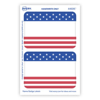 Avery Premium American Flag Name Tags, No Lift No Curl, 36 Handwriteable Name Stickers