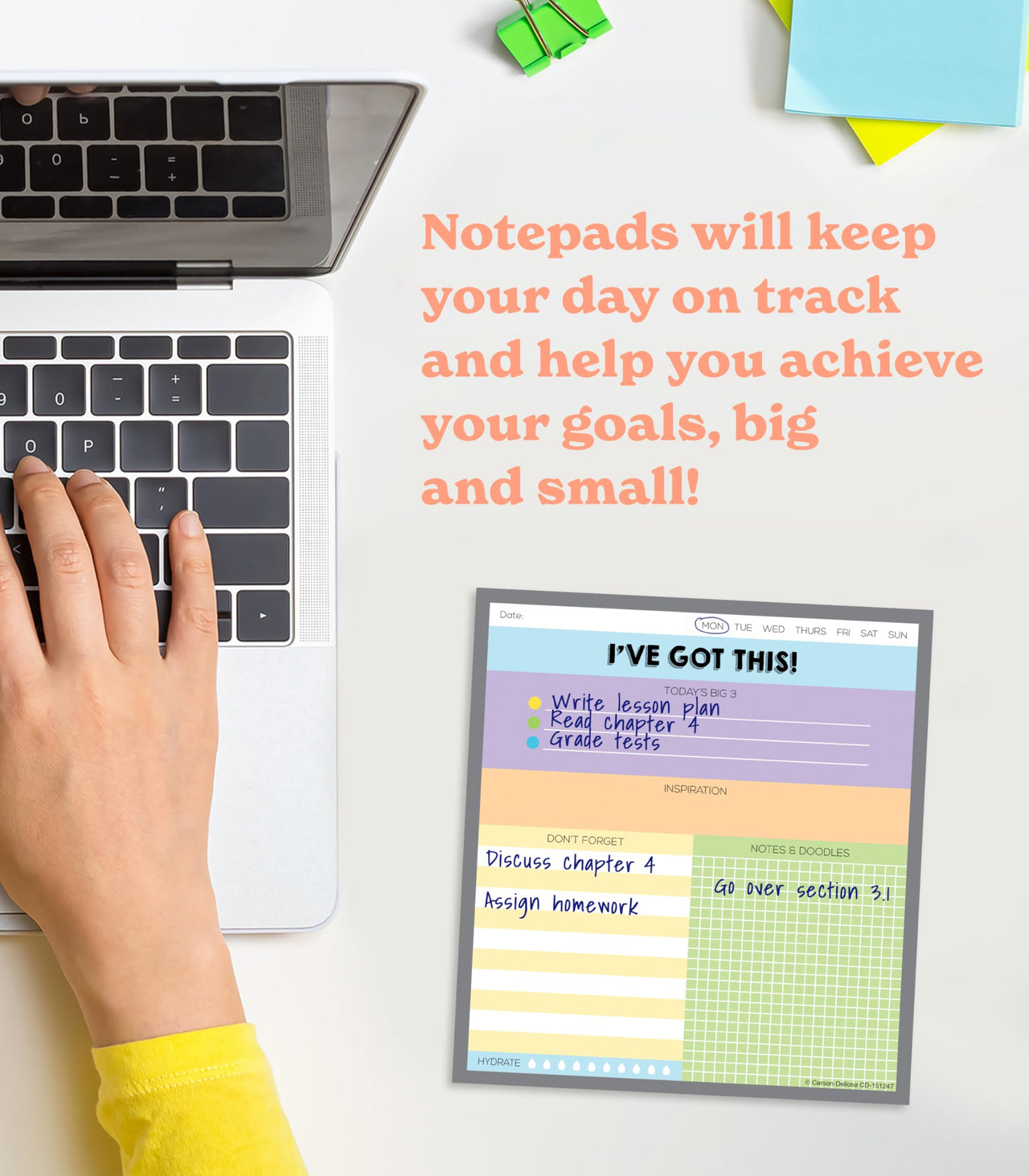 Carson Dellosa 5.75" x 6.25" You've Got This To Do List Notepad, 50 Sheet Lined Paper with Small Sketch Pad, Daily Checklist, Notes Notepad, Teacher Daily To Do List, Productivity Task Planner 1 pack I've Got This!