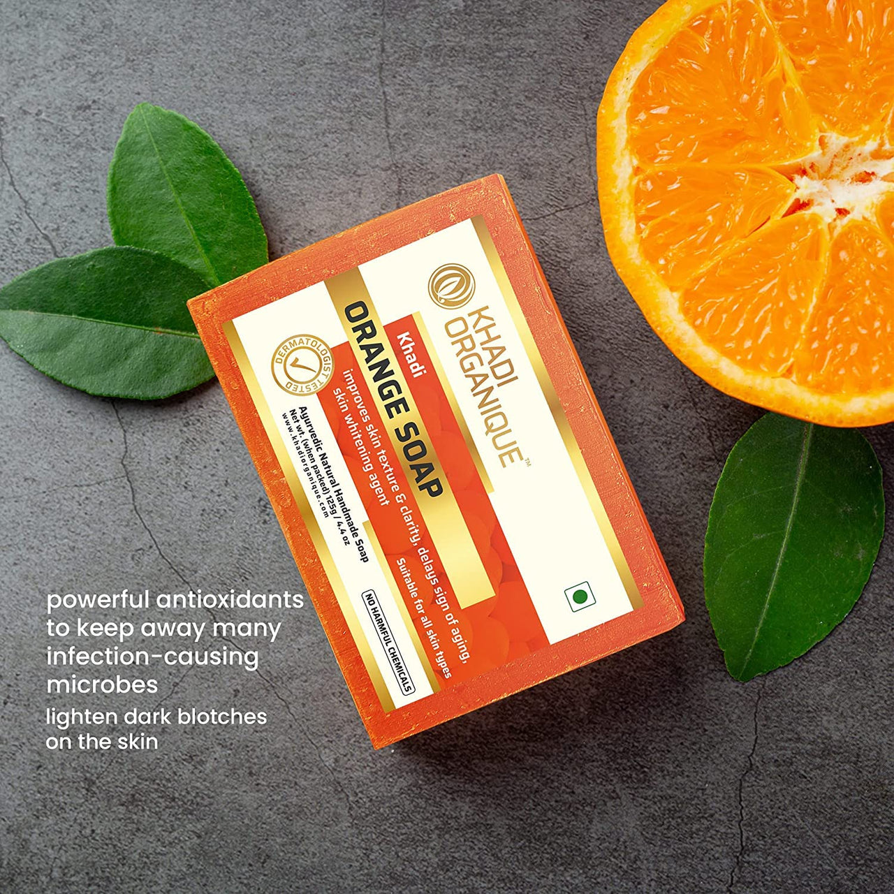 Khadi Organique Natural Herbal Orange Soap Pack of 5