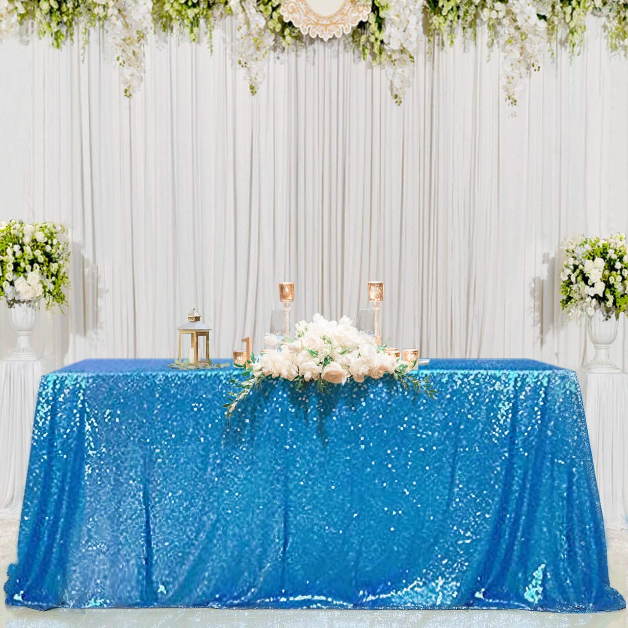 B-COOL Rectangle Sequin Tablecloth Aqua Blue Table Cloths Seamless Tablecloth 60x102 Inch for Wedding Mermaid Theme Party Banquet Blue Aqua
