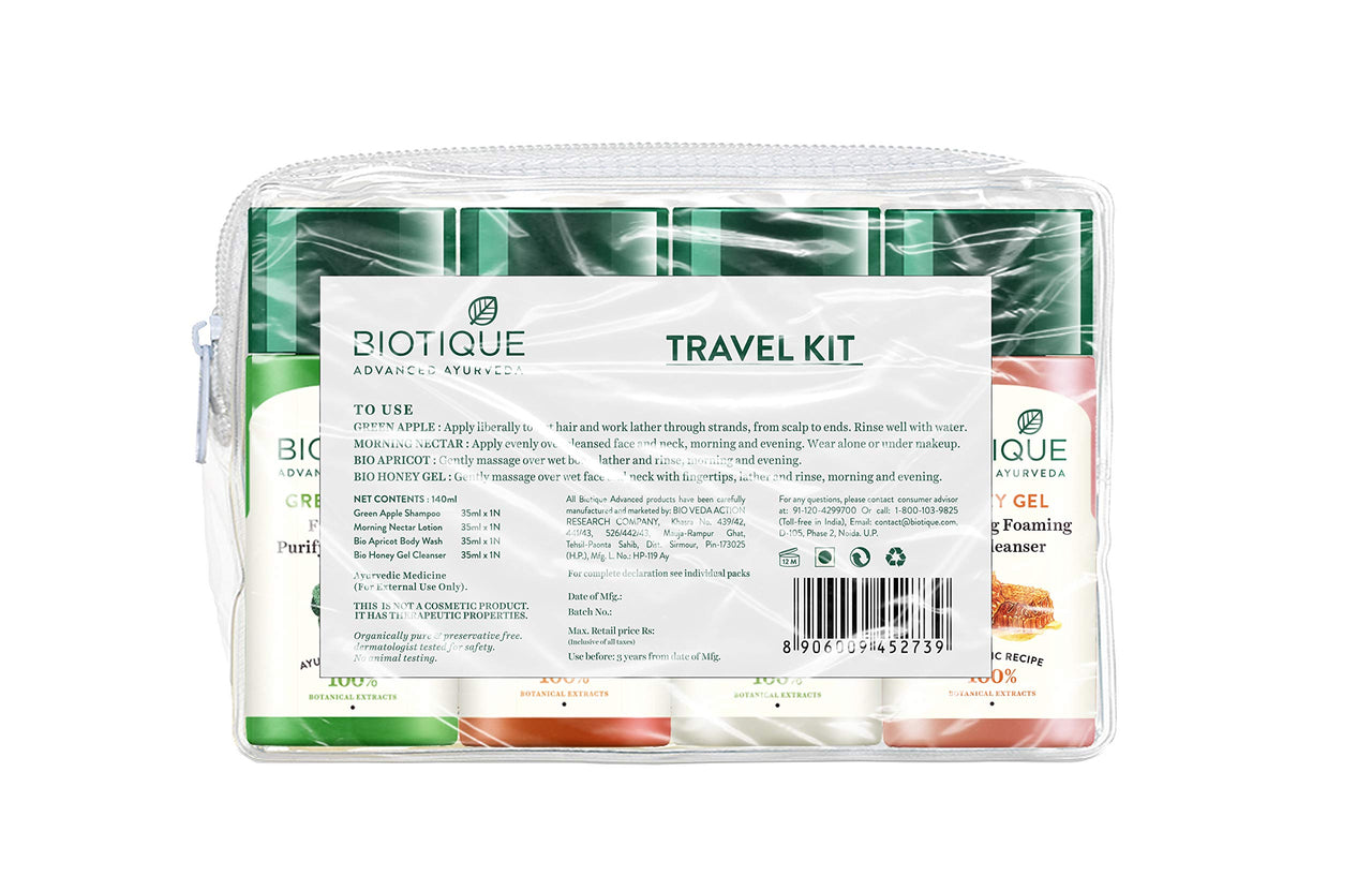 Biotique Travel Kit&Biotique Morning Nectar Sun Protect Moisturizer Lotion For Visibly Flawless Skin All Skin Types, 120 ml