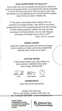 Newby Green Lemon Tea | 25 Tea Bags | Natural Fusion of Verdant Green Tea wth Bright Dried Lemon | 50 gms