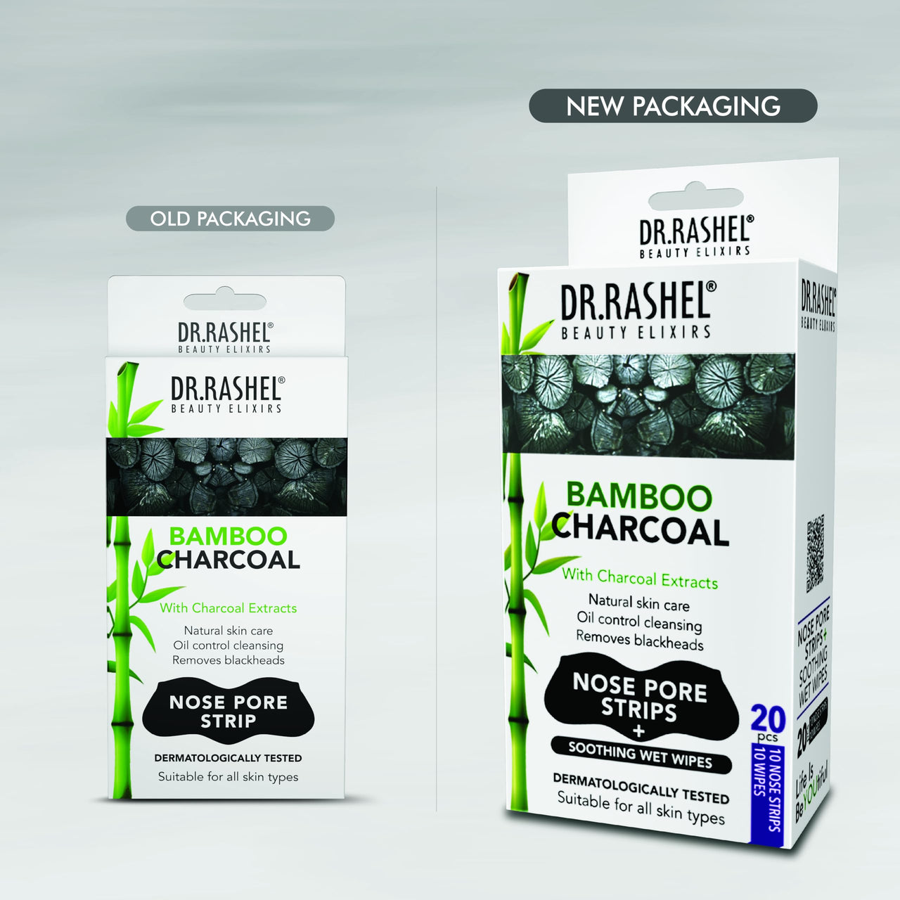 DR.Rashel Nose Pore Strips| Deep Cleansing Nose Strips For Instant And Painless Blackheads Removal 20 PCS (Bamboo Charcoal)