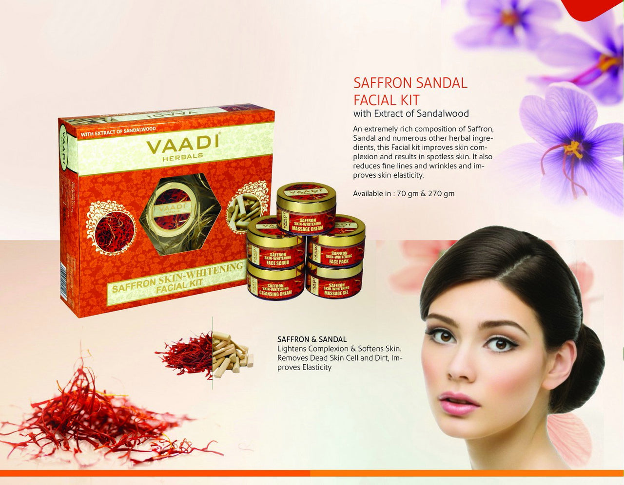 Vaadi Herbals Saffron Skin Whitening Facial Kit with Sandalwood Extract, 270g