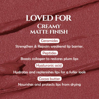 Glamveda Creamy Matte Long Lasting Lipstick with Ceramides & Peptides, Lightweight, 12 Hour Wear, Smudgeproof & Transferproof- Desire 301