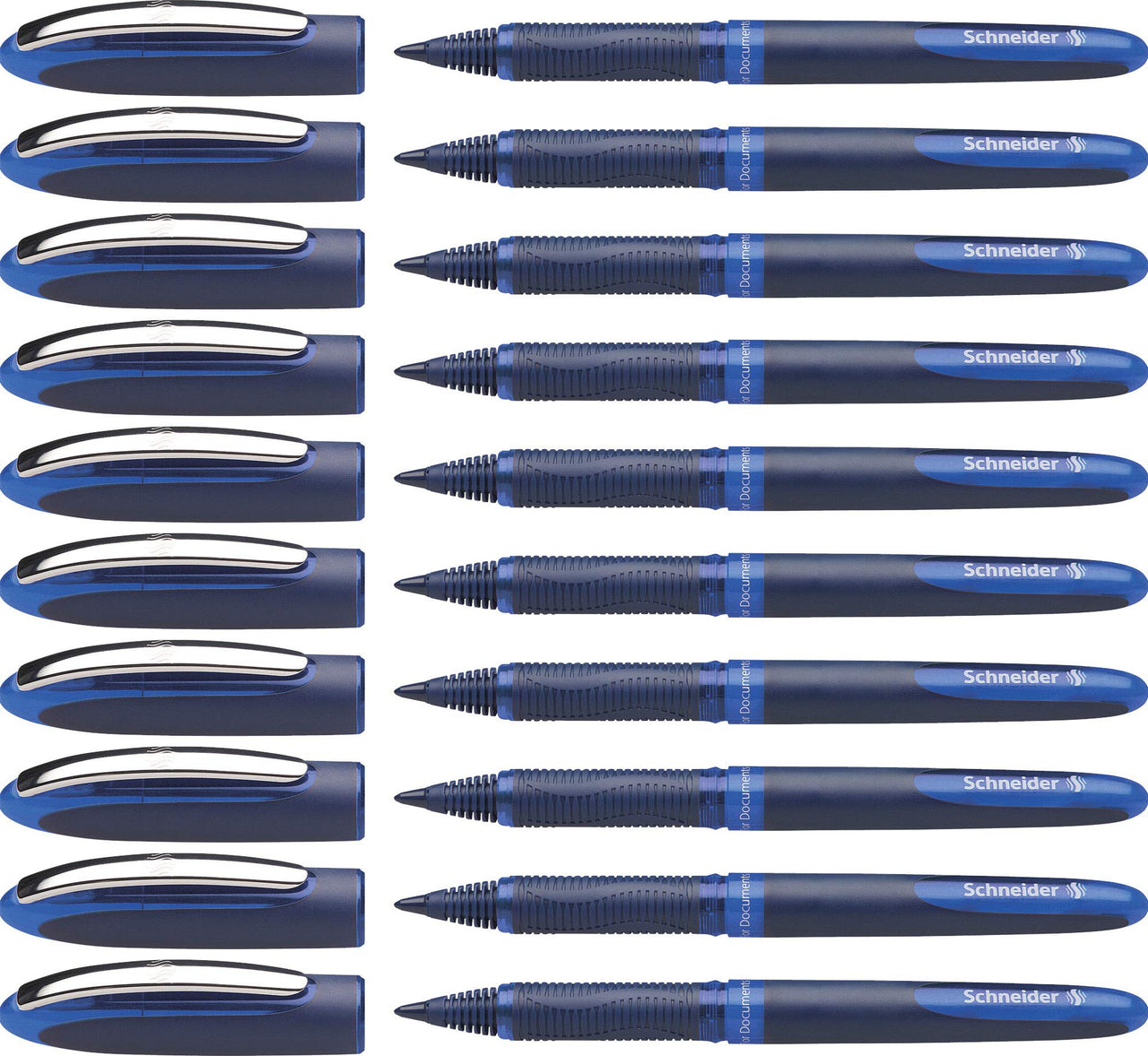 One Business Rollerball Pen, 0.6 mm Ultra-Smooth Tip, Blue Barrel, Blue Ink, Box of 10 Pens (183003)