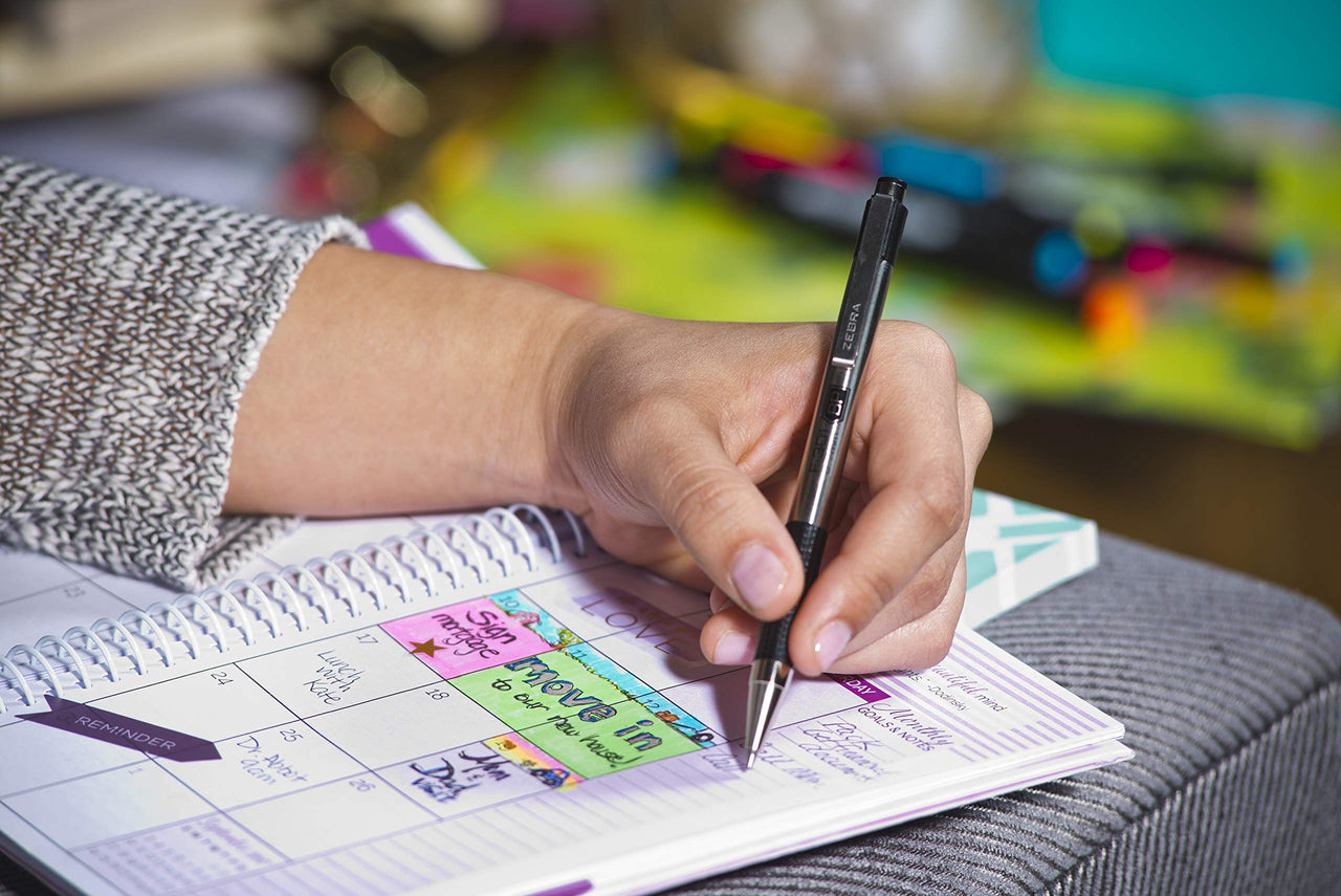 F-301 Retractable Ballpoint Pen, Stainless Steel Barrel, Fine Point, 0.7mm, Assorted Ink, 4-Pack Black/Blue/Red