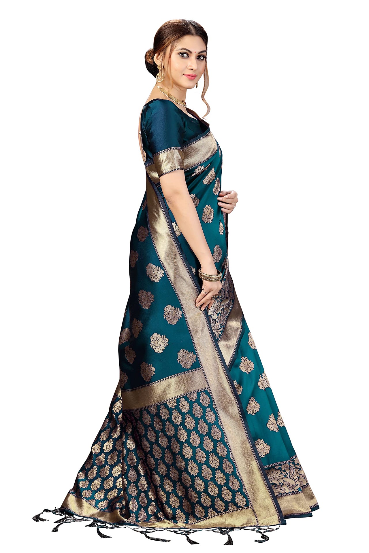 PANASH TRENDS Women's  Kanchipuram Banarasi Art Silk Saree with Blouse Piece