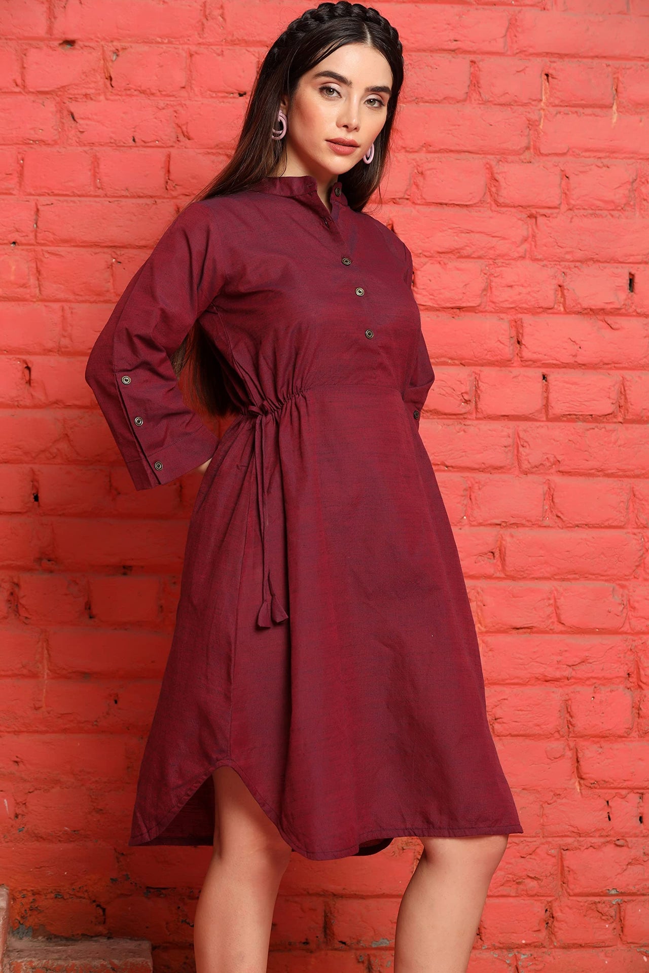 DHRUVI TRENDZ Kurti for Women || Soft Cotton Plain Long Straight Kurtis for Girls || Stitched Collar Kurta || Ideal for Office || Casual || Collage || Festival Wear Kurtis for Ladies