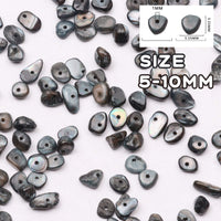 Yholin Irregular Stone Chips Beads Bulk - Hole Drilled Black Shell Chips, Crystal Tumbled Chips Stone Healing Crushed Rock Beads for DIY Craft Earring Jewelry Making and Home Decor,1 Strand